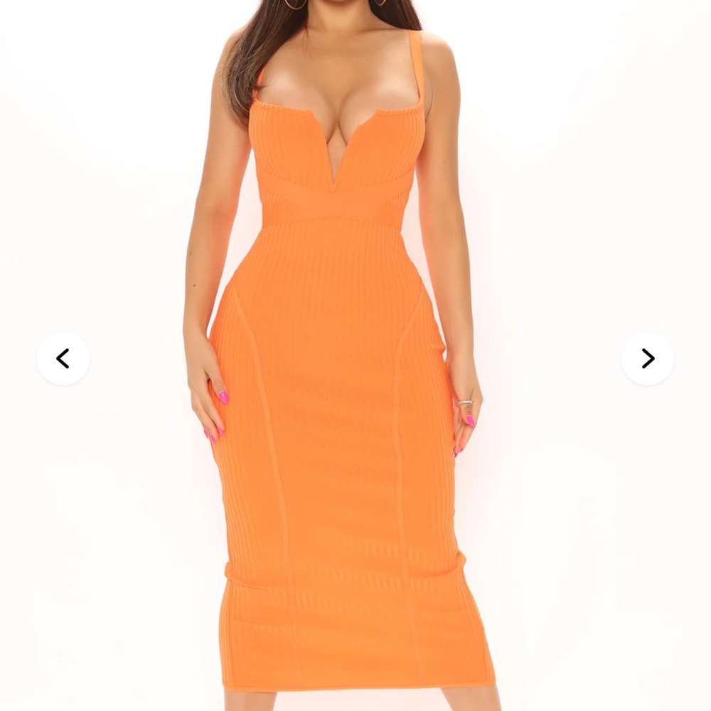 Fashion Nova Orange Midi Dress